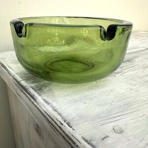 Retro Green Glass Ashtray